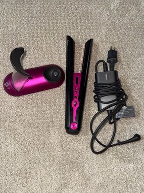 Dyson Pink and Black Hair Straightener with Charger
